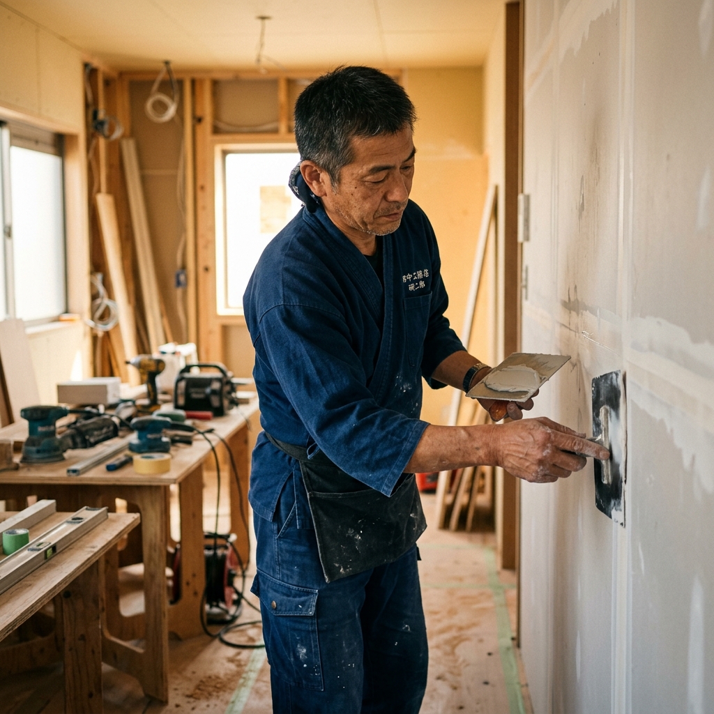 職人が丁寧に作業する様子